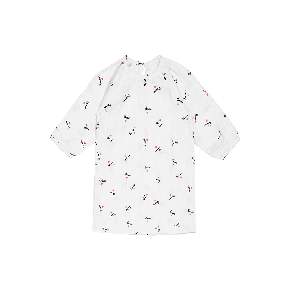 Chemise de nuit enfant Bisou en gaze de coton