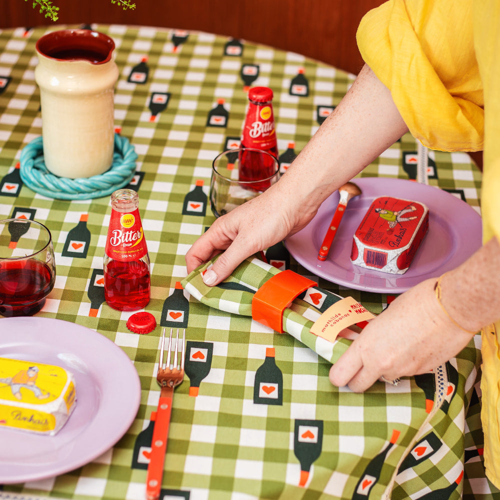 Olive gingham tablecloth