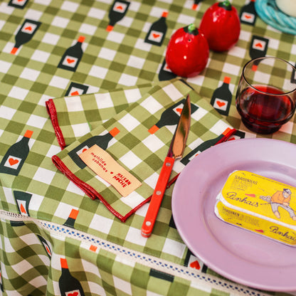 Olive gingham tablecloth