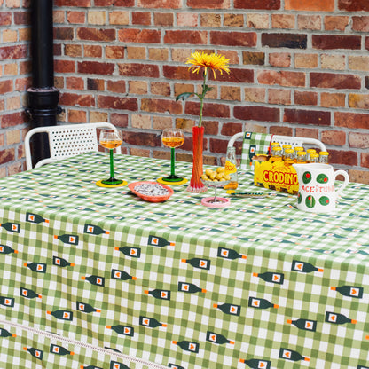 Olive gingham tablecloth