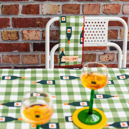 Olive gingham tablecloth