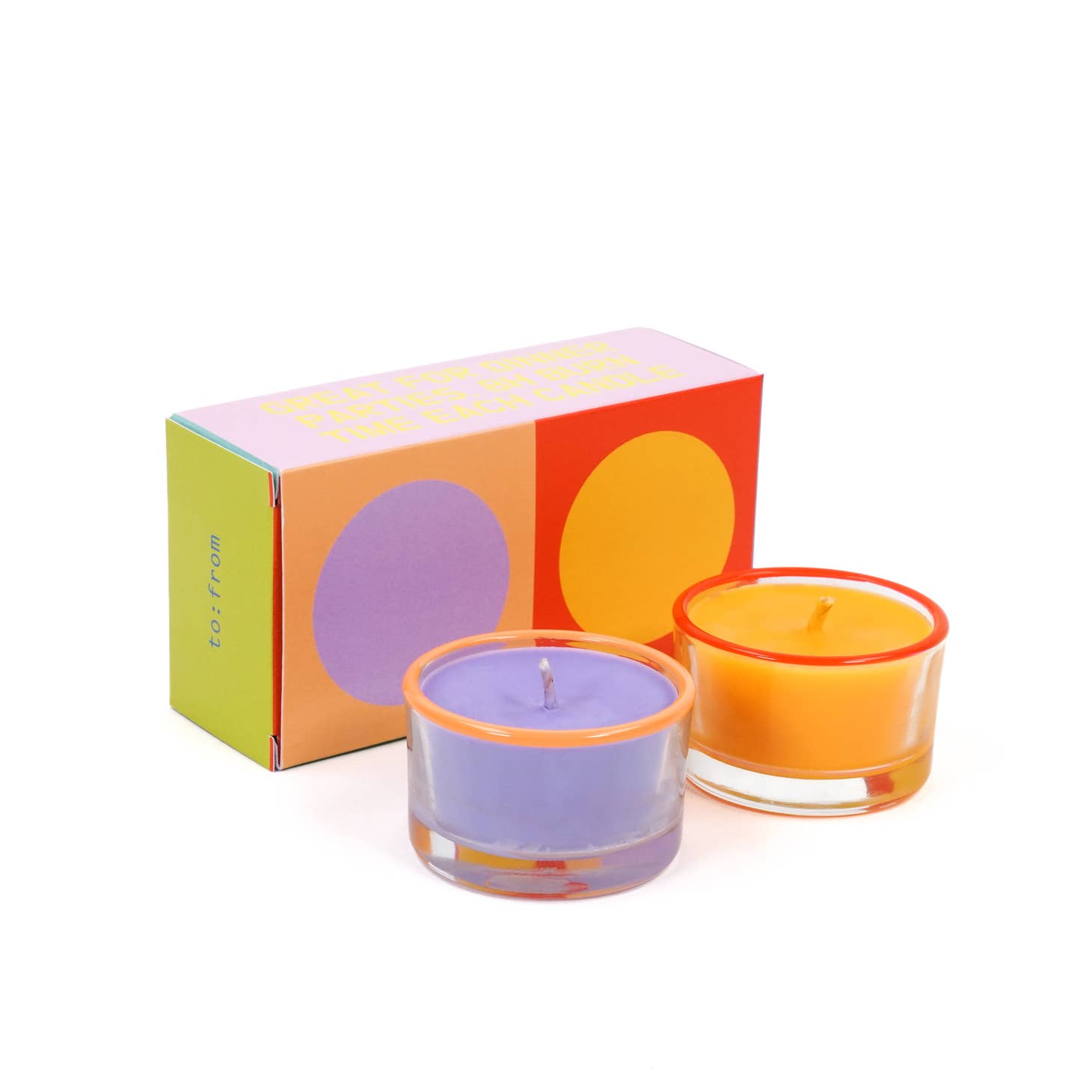 Duo mini purple and yellow candles