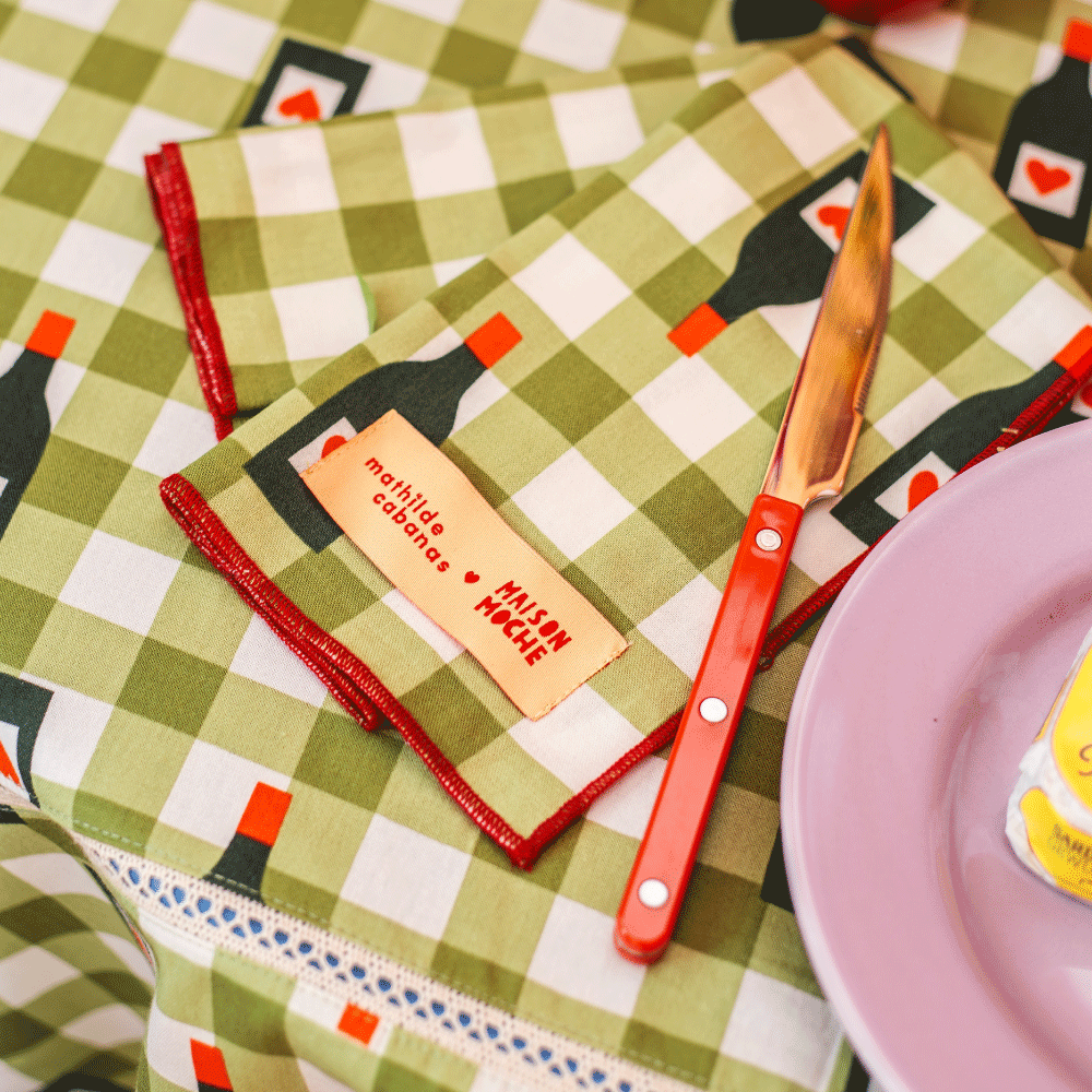 Set of 2 olive gingham napkins