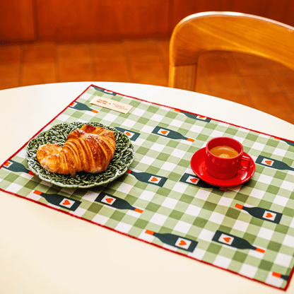 Set of 2 olive gingham placemats