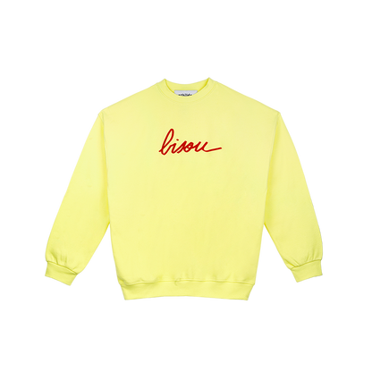 Sweat Bisou jaune oversized