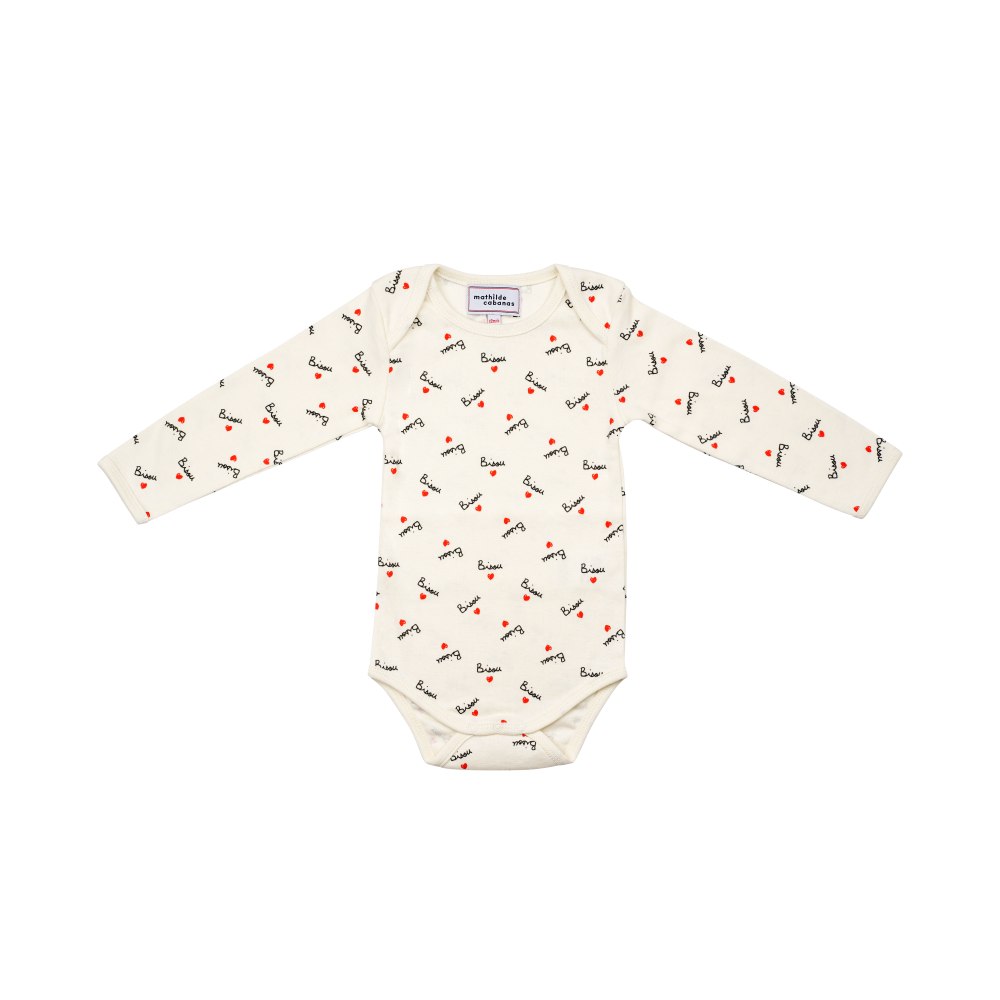 Long sleeved Bisou print bodysuit