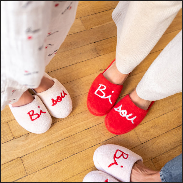 Chaussons Bisou adulte rouge