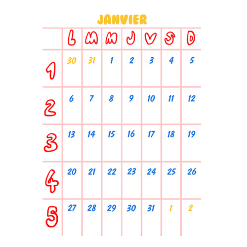 Le planning de janvier