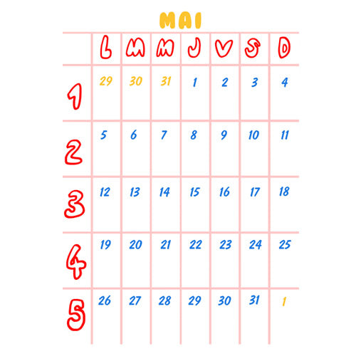 Le planning de mai