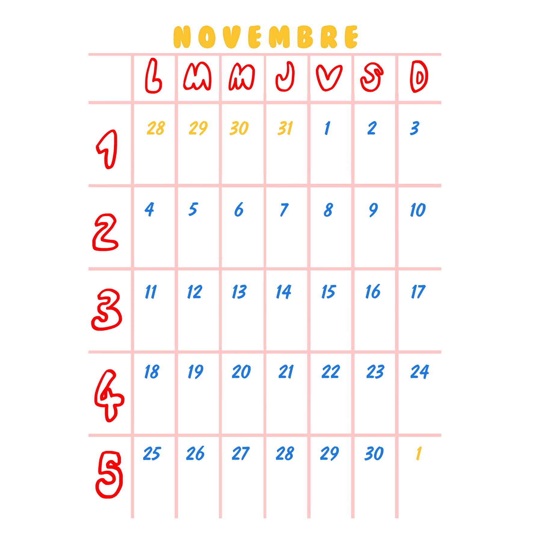 Le planning de novembre