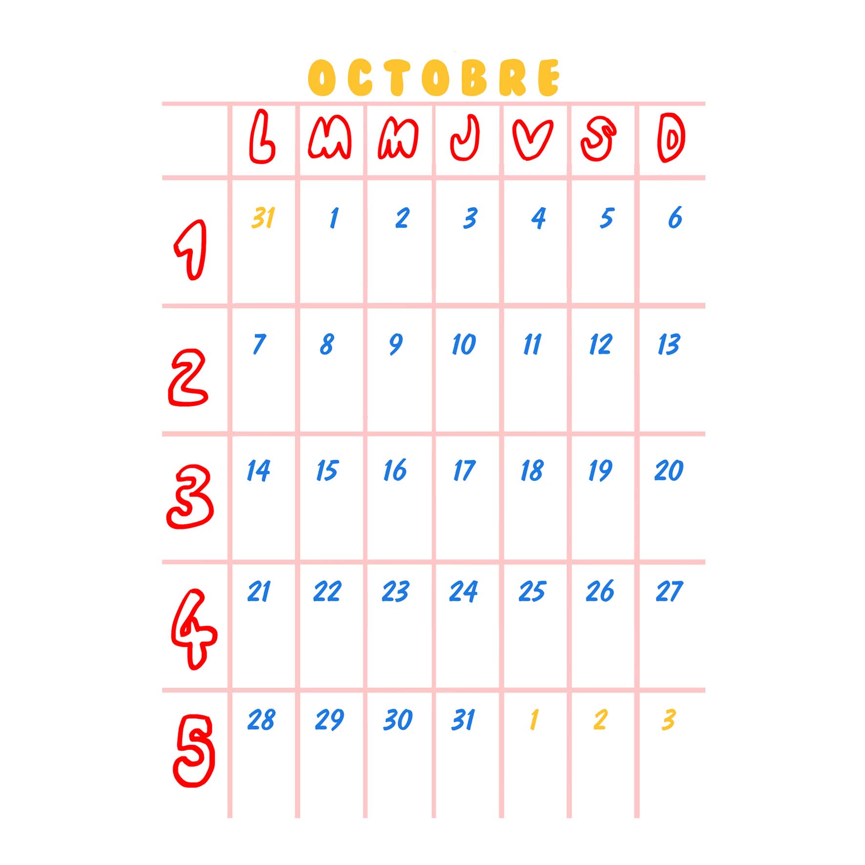 October schedule