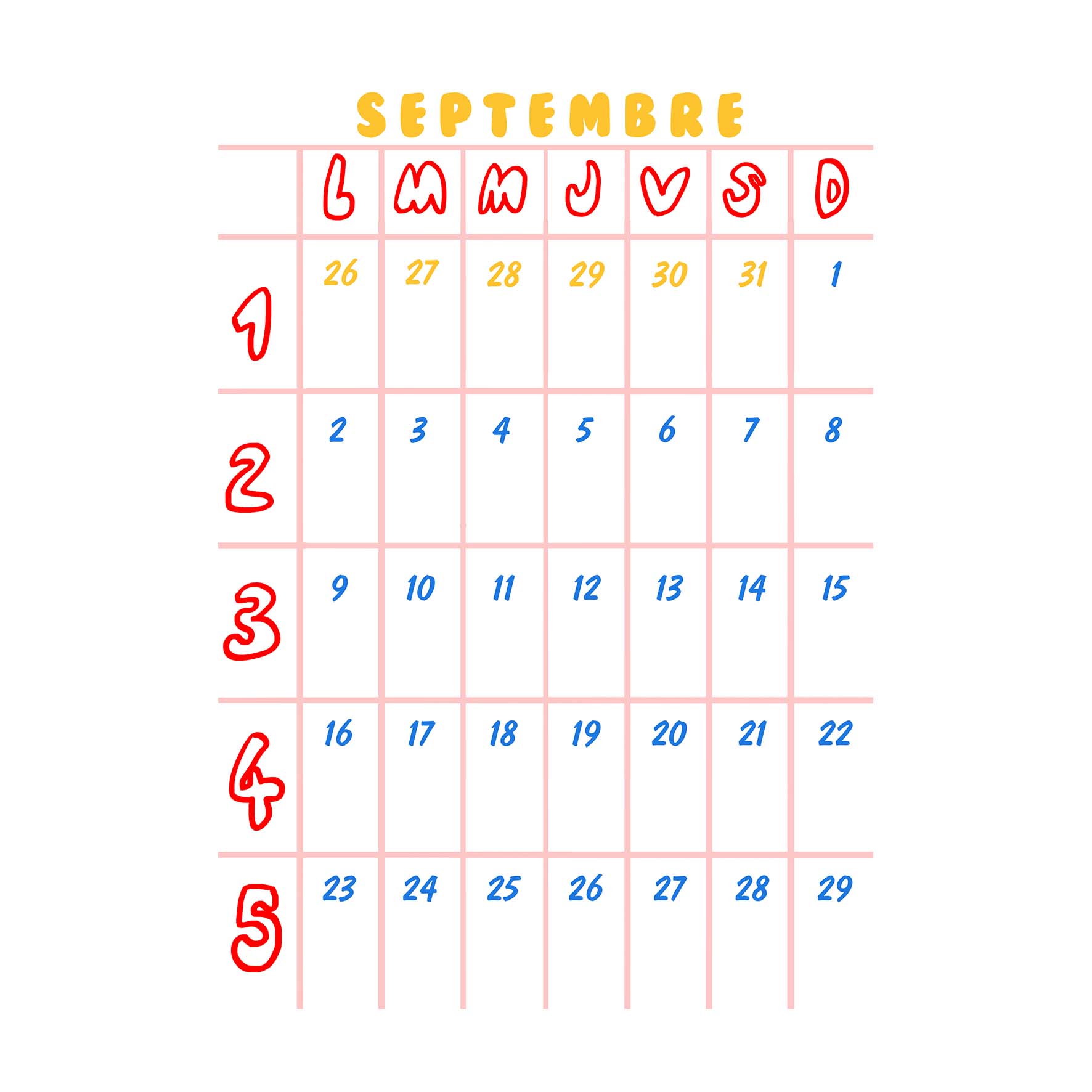 September schedule