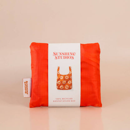 Dark orange flower shopping bag
