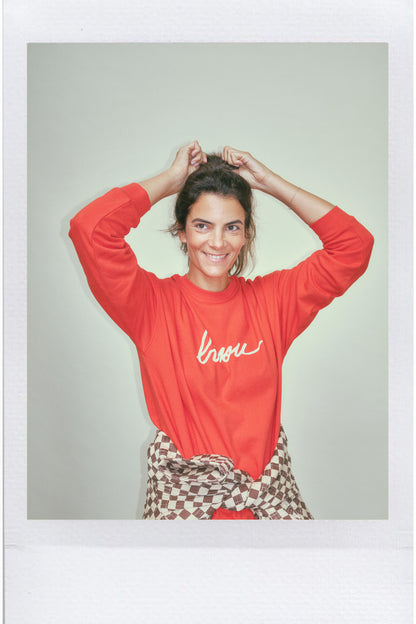 Sweat Bisou rouge oversized