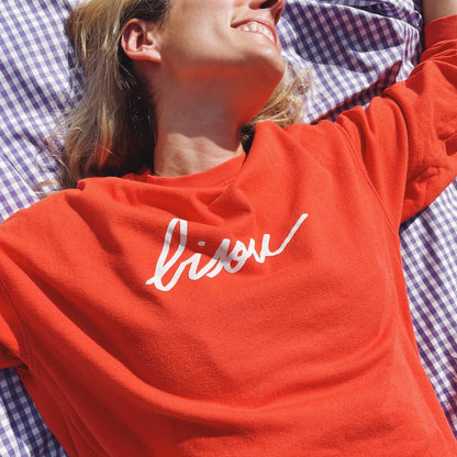 Sweat Bisou rouge oversized