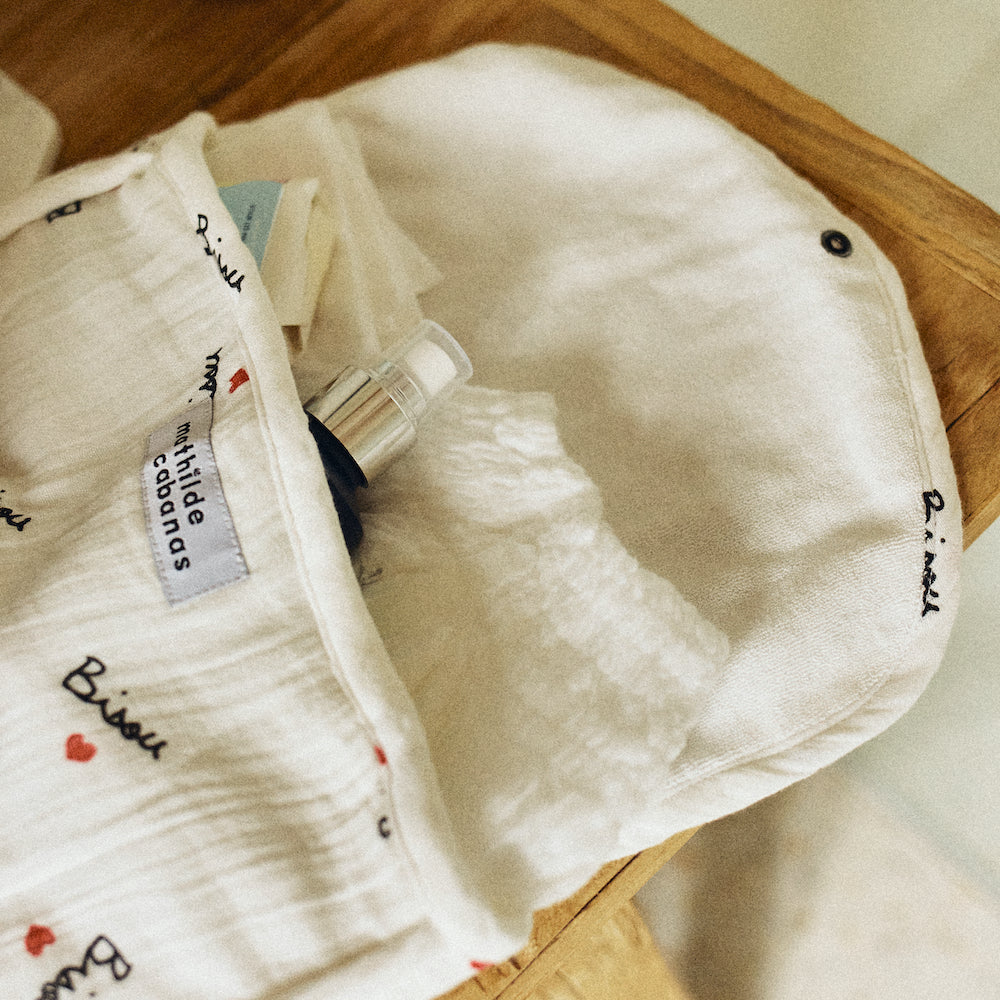 Trousse de toilette en gaze Bisou