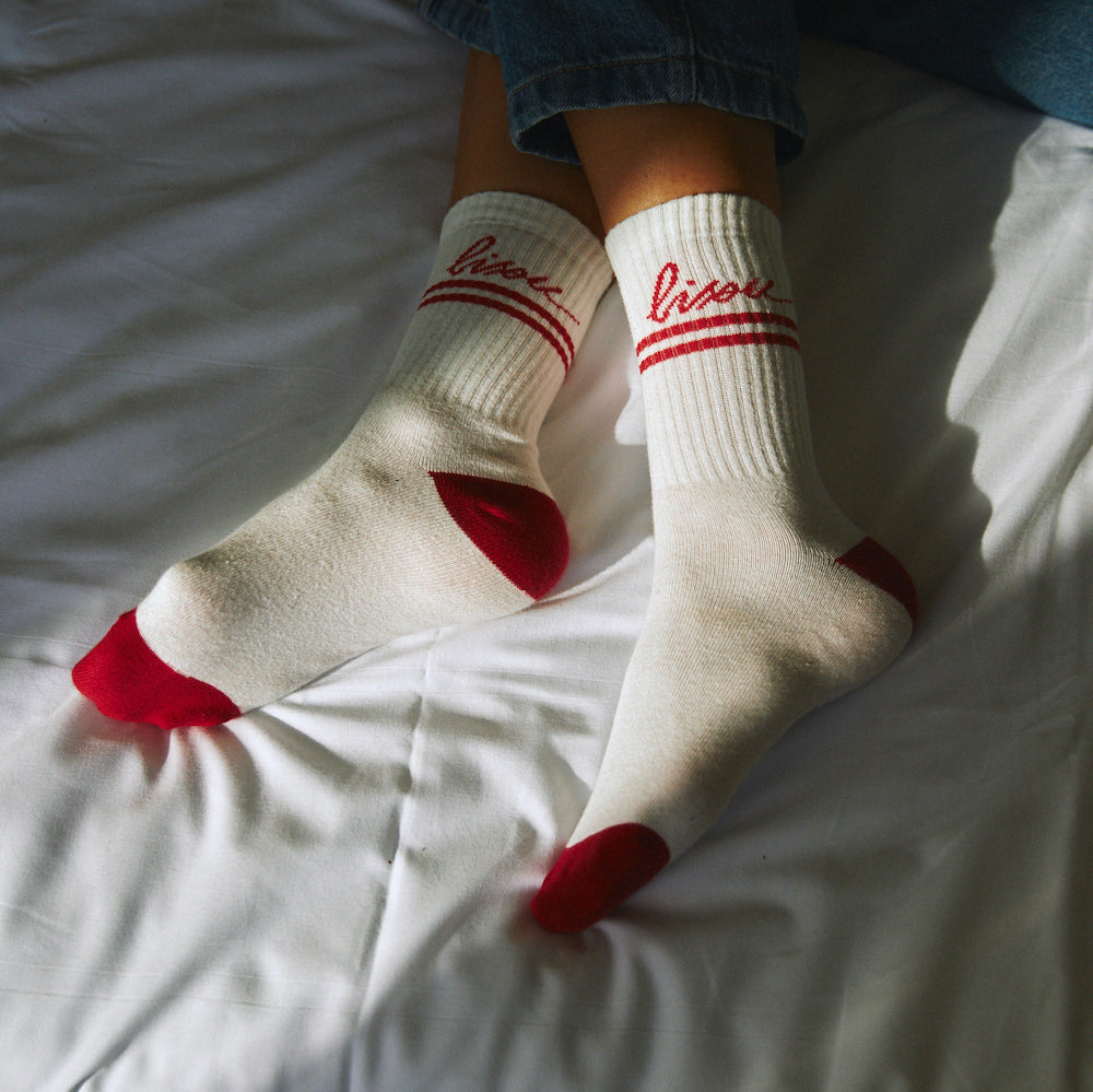 Chaussettes adulte blanches bisou